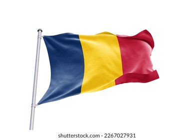 Waving flag of Chad in white background. Chad flag for independence day. The symbol of the state on wavy fabric.