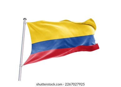 Waving flag of Colombia in white background. Colombia flag for independence day. The symbol of the state on wavy fabric. - Shutterstock ID 2267027925