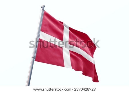 Waving flag of Denmark in white background. Denmark flag for independence day. The symbol of the state on wavy fabric.