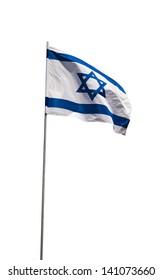 Waving Flag Of Israel Isolated On A White Background