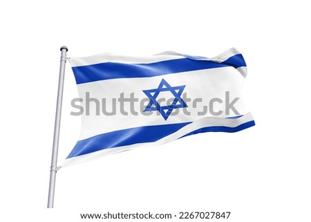 Waving flag of Israel in white background. Israel flag for independence day. The symbol of the state on wavy fabric.
