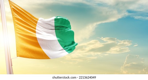 Cote d'ivoire - Ivory Coast flag and hand heart shape. Patriotic