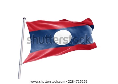 Waving flag of Laos in white background. Laos flag for independence day. The symbol of the state on wavy fabric.