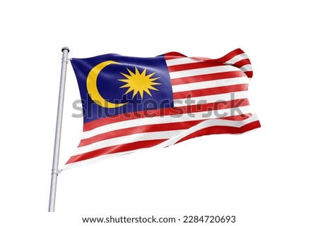 Waving flag of Malaysia in white background. Malaysia flag for independence day. The symbol of the state on wavy fabric.