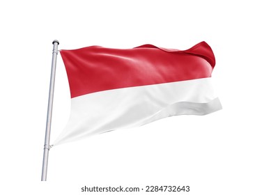 Waving flag of Monaco in white background. Monaco flag for independence day. The symbol of the state on wavy fabric.