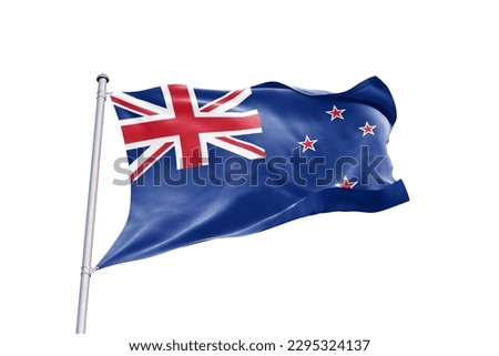 Waving flag of New Zealand in white background. New Zealand flag for independence day. The symbol of the state on wavy fabric.