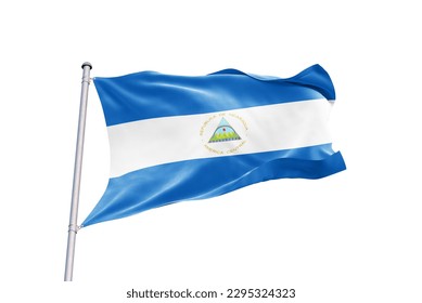 Waving flag of Nicaragua in white background. Nicaragua flag for independence day. The symbol of the state on wavy fabric.