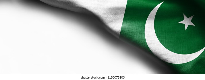 Waving Flag Of Pakistan On White Background