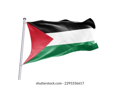 Waving flag of Palestine in white background. Palestine flag for independence day. The symbol of the state on wavy fabric. - Shutterstock ID 2295336617