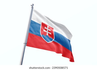 Waving flag of Slovakia in white background. Slovakia flag for independence day. The symbol of the state on wavy fabric.