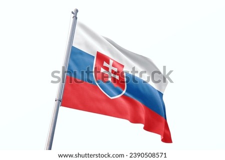 Waving flag of Slovakia in white background. Slovakia flag for independence day. The symbol of the state on wavy fabric.