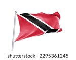 Waving flag of Trinidad and Tobago in white background. Trinidad and Tobago flag for independence day. The symbol of the state on wavy fabric.