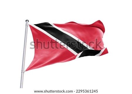 Waving flag of Trinidad and Tobago in white background. Trinidad and Tobago flag for independence day. The symbol of the state on wavy fabric.