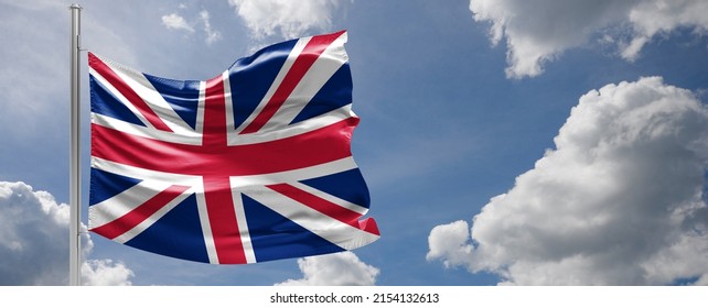 Waving the flag of the United Kingdom. Illustration of a European country flag on a flagpole in red and white colors.uk flag