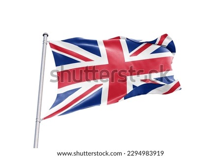 Waving flag of United Kingdom in white background. United Kingdom flag for independence day. The symbol of the state on wavy fabric.