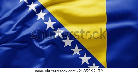  Waving national flag of Bosnia and Herzegovina
