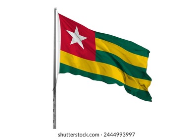 Waving Togo country flag, isolated, white background, national, nationality, close up