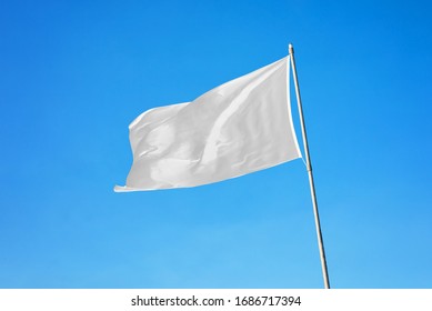 White Flag Waving Over Sky Promotional Stock Illustration 77822713