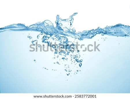 Wavy clear water surface with bubbles and splashes