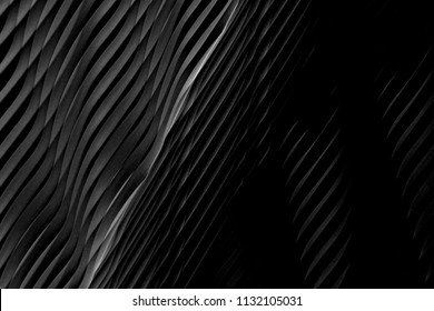 Wavy dark gray texture. Reworked close-up photo of wall surface. Grunge abstract black and white background on the subject of modern interior, architecture or technology. - Shutterstock ID 1132105031
