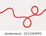 Wavy red rope isolated on white background