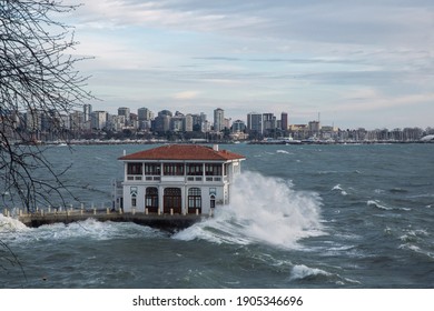 wavy sea and city view. Moda iskelesi - Shutterstock ID 1905346696