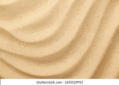 Wavy sea sand background. Flat lay. Top view