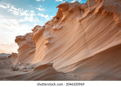 Wavy structures of sedimentary rocks at Abu Dhabi, UAE. Best destinations