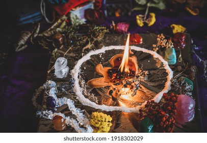 Wax Casting, Wicca Or Pagan Magic, Witch Ritual, Mystical Background, Love Magic, Concept Of Esoteric