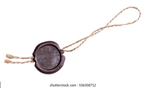 Wax Seal With Twine. Isolated On White