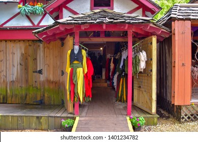 Waxahachie, Texas / USA - 11 May 2019
Scarborough Renaissance Festival
A Very Colorful Costume Store, Offering Elf Clothes And Costumes.