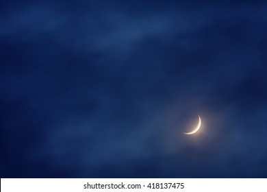  waxing crescent moon on the sky