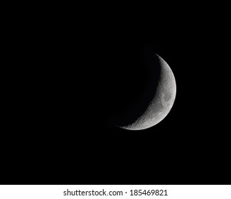 Waxing Crescent Moon Phase isolated on black