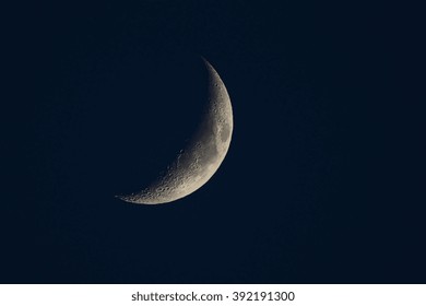 Waxing crescent moon phase - sharp details