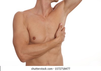 Waxing For Men. Male Torso, Chest And Armpit Hair Removal