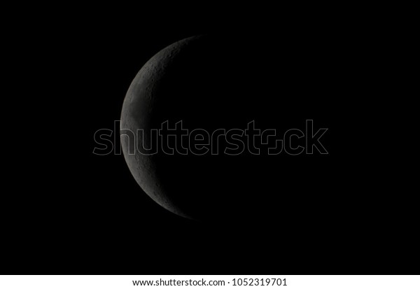 Waxing moon or Crescent moon on black background dark\
night 