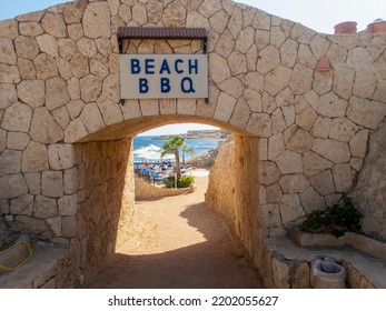 Way To The Beach With BBQ Through The Archway, Hurghada, Egypt