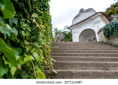 the way of the cross in Mikulov in the Czech Republic leading to the holy hill to the chapel of St. Sebastian, Stations of the Cross