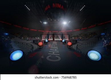 Way To Mma Arena On Crowded Stadium Under Lights