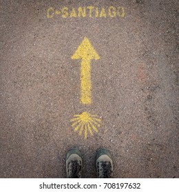 Way of St James , Camino de Santiago , sign shells marks for pilgrims