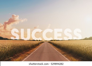 Way To Success, Success Concept , Road And Text