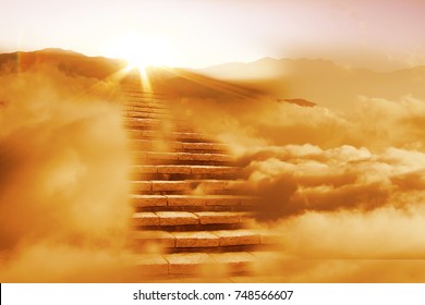 The way to success concept : stair on the cloud - Shutterstock ID 748566607
