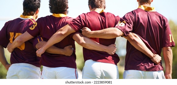 We came to win. Rearview shot of a young rugby team lining up for a scrum. - Powered by Shutterstock