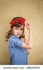 We can do it. Symbol of girl power and feminism concept