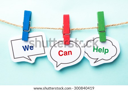 We can help bubble with clip hanging on the line with blue background.