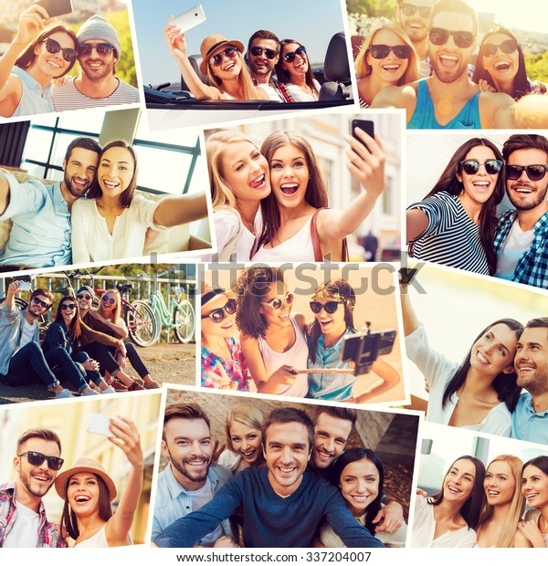 selfie collage makes larger picture