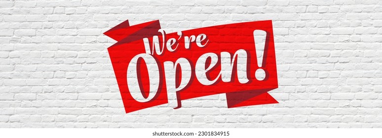 We are open on bricks background