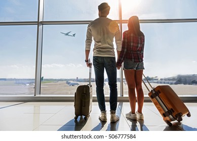 Calm Male Tourist Standing Airport Looking Stock Photo 506777470 ...