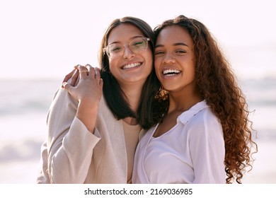 We Understand Each Other Better Than Anyone Else. Shot Of Two Best Friends Standing Outside With Their Arms Around Each During The Day.