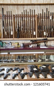 Weapons Displayed In Gun Shop